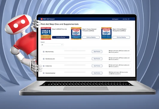 USMLE Step 1 screenshot on a laptop